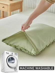 1pc Bohemian Style Green Turtle Leaf Pattern Tufted Pillowcase, Vintage Farmhouse Polyester Decorative Throw Pillow Cover Suitable For All Seasons, Living Room Decor, Machine Washable, Without Filler - Green - View 6