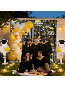 1pc Graduation Tassel Curtain, Metal Tassel Curtain For Graduation Season, Wide Tassel Curtain Printed With Graduation Cap, Suitable For Graduation Ceremony And Party Backdrop Decoration, Door Curtain - Multiple Styles - View 5