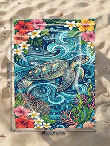 1pc Sea Turtle & Wave Pattern Kids Beach Towel, Super Soft Microfiber Extra Large Beach Blanket, Super Absorbent Bath Towel, Suitable For Travel, Swimming Pool, Diving, Surfing, Yoga, Camping, Available In Multiple Sizes, Beach Accessories - Multicolor - View 15