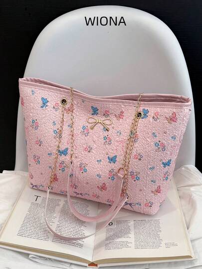 Bolso de mano grande de capacidad con patrón de diamante de unicolor y lazo, bolso de moda minimalista 2025 nuevo y casual
