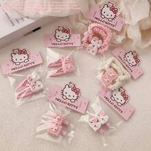 SANRIO 12个/6个三丽鸥Hello Kitty可爱树脂塑料卡通发夹套装，彩色混合公主风发饰，可爱卡通主题发夹 - KT - 查看 6