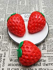 1pc Giant Strawberry Squeeze Toy, Soft & Realistic Stress Relief Ball, Creative Decompression Tool, Daily Stress Relief Toy Set, Suitable For Adult Parties, Office Desks & Home Decor, Squeezable Soft Elastic Dough-Shaped Fidget Toy, Fun & Novel Handheld Toy - Multicolor - View 4