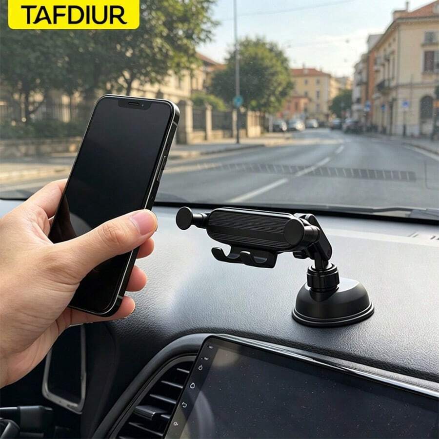 TAFDIUR 360° Rotatable Multi-Function Suction Cup Phone Holder, Desk Stand, Textured/Mirror Surface Design, One-Click Placement, 4-Point Gravity Lock, Car Navigation Phone Mount - A86+PJ04 - View 1