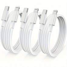 1条USB-C转Lightning数据线，3.3/6.6英尺Type-C转Lightning接口，兼容 14/13/12/11 Pro Max/XR/XS/X/8/7/6 Plus/SE，支持充电，Lightning转USB-C车载充电器/CarPlay数据线，支持快速充电。 - 白色 - 查看 2