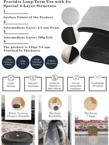 Modern Round Washable Non-Slip Area Rug – Thin Soft Living Room Carpet, Kitchen Rug & Runner, Home Decor Rug - Creamy White - View 5