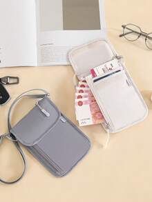 Multi-Compartment Crossbody Phone Bag, Anti-Theft Small Square Bag, Lightweight Solid Color Wear-Resistant Travel Passport, Versatile Hands-Free Carry - Multicolor - View 4