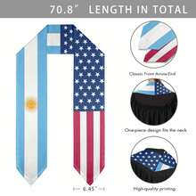 1PC Custom Mixed Country Flag Graduation Sash- Personalized Name Graduation Graduation 2026 Gift - Personalized Graduation Sash With Photo Text - Graduation Ceremony Gifts For Unisex Adults 72" Long - Style 04 - 查看 3