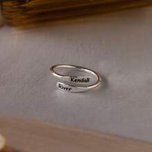 1件雙名刻字不鏽鋼開口戒指，精緻戒指禮物，女性戒指女性飾品，獨家定制禮物，情人節禮物，母親節禮物，復活節禮物，父親節禮物，生日禮物，週年紀念禮物（含小禮盒） - 多色3 - 查看 9