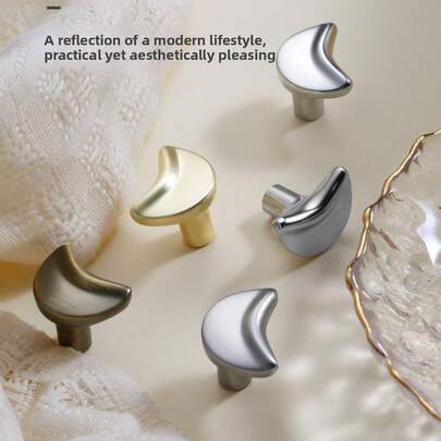 1 Pc New Moon Titanium Silver Zinc Alloy Single Hole Handle - Suitable For Use On Drawers, Cabinets, Wardrobes, Wine Cabinets, Bookshelves, Bedside Tables, Storage Cabinets, And Various Types Of Furniture For Hardware Handles.