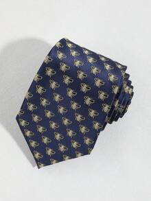 1 chiếc cà vạt nam màu xanh hải quân họa tiết ong dệt jacquard - Màu xanh hải quân - Xem 1