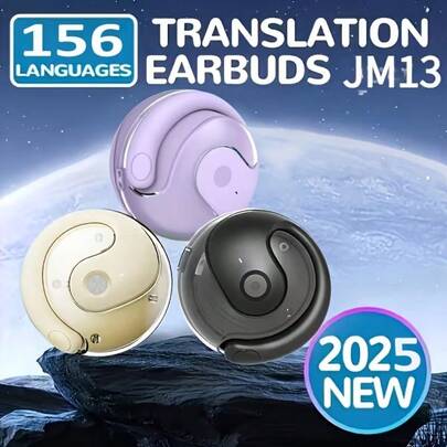 JM13 Translation Earbuds - Wireless, Real-Time Language Translation, 144 Languages & Accents, Type-C Charging, Compatible With IOS & Android, Ideal For Travel And Business