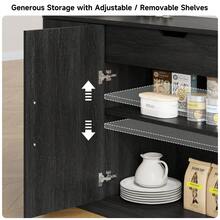 ONBRILL 63" Curved Sideboard Buffet Cabinet With Storage, Large Buffet Cabinets With 4 Doors, Console Credenza, Kitchen Pantry Cabinet, Modern Coffee Bar Table With Adjustable Shelves For Dining Room, Living Room, Entryway Black - Màu đen, 63 inch - Xem 9
