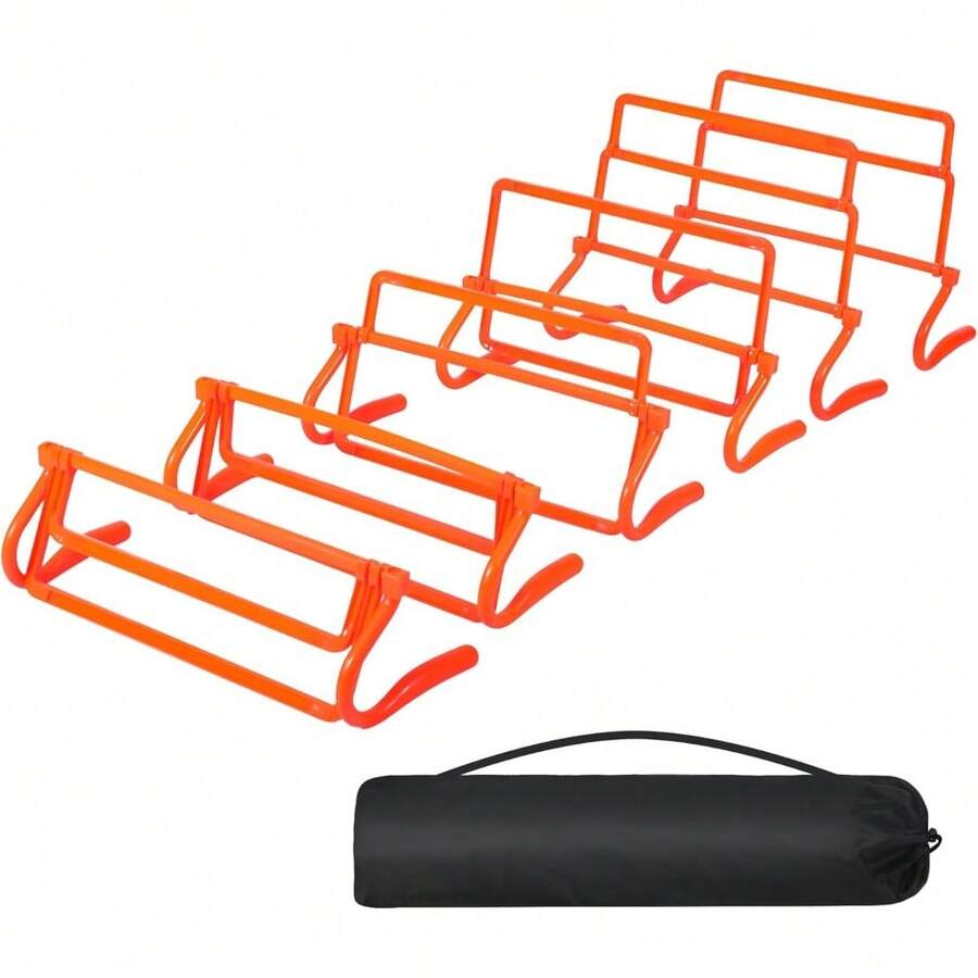 Adjustable Agility Hurdles,4 Height Speed Training Hurdles, Portable Speed Training Equipment With Carry Bag For For Athletes,Kids,Soccer,Basketball - Orange 6 PCS 4 Height - View 1
