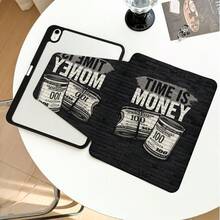 1pc Dollar Bill Pattern PU Leather Rotating Stand Case With Pen Slot, 360 Degree Swivel, Auto Sleep/Wake Function, Compatible With Samsung/Apple ///Honor/ Matepad// - Multicolor - View 7