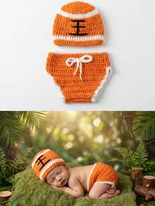 Newborn Photography Props Handmade Crochet Tiger Hat Cover Sets Baby Boy/Girl Cute Animal Outfits Studio Photo Shoots - Multicolor - View 1