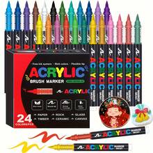 Bộ 24 bút vẽ acrylic lỏng trực tiếp, bút vẽ chuyên nghiệp cho các hoạt động DIY ngày lễ, vẽ trên đá, thủy tinh, gỗ, gốm sứ và vải. - A - Xem 9