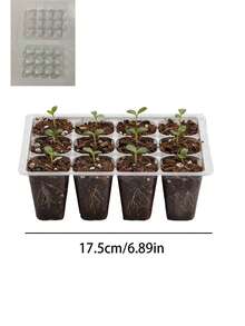 5个透明塑料12孔育苗盘，带排水孔，轻便，适用于室内/室外园艺、蔬菜和香草种子发芽 - B - 查看 8