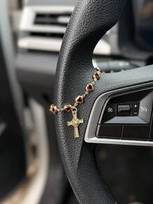 1pc Cross Love Chain Car Steering Wheel Decoration Interior Decoration Accessories And Bag Pendants - A - View 2