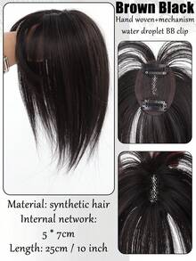 带刘海的合成假发片，隐形3D假发，女士顶级发片 - 彩色 - 查看 7