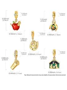 Gold Plated Charms For Bracelets, Lucky Horse Ladybug Apple Nativity Dangle Beads, DIY Jewelry Gift Fits Bracelet Necklace For Women - Gold - View 10