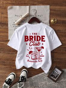 1 pieza de camiseta de manga corta holgada de verano para mujer, camiseta con estampado para despedida de soltera, ropa encantadora para mujer, ropa de vacaciones para mujer. Festival, Damas - Weiss 2 - Ver 4