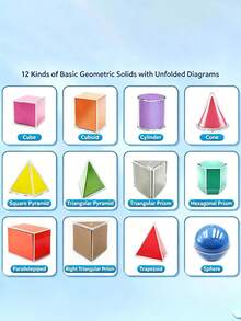 18 piezas Kit de modelo geométrico - Convertir 3D a diagramas geométricos 2D - Material de PC - Multicolor - Ver 8