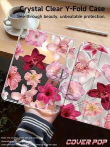 Funda para tableta con patrón de flores de hibisco y lirio compatible con iPad Air 11 pulgadas M3 2025 / M2 2024, Air 5ta generación 2022, Air8 2026 (11/13 pulgadas), (A16) 11 pulgadas 11a generación 2025, compatible con Samsung Galaxy Tab, Kindle Paperwhite 12a generación 2024, espalda transparente, funda protectora con patrón de moda, función de suspensión y activación automática, protección de airbag, excelente opción tanto para uso en la oficina como para regalo. - Multicolor - Ver 3