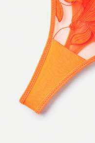 2pcs French Classic V-Shaped Lingerie Bra & Panty Set - Orange - View 8