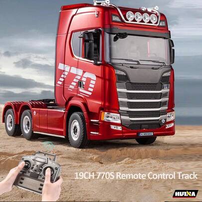 HUINA 1/18 19CH RC Truck 1501 770S Scania Tractor de aleación 2,4G Control remoto camión remolque de ingeniería con juguetes de luz y sonido