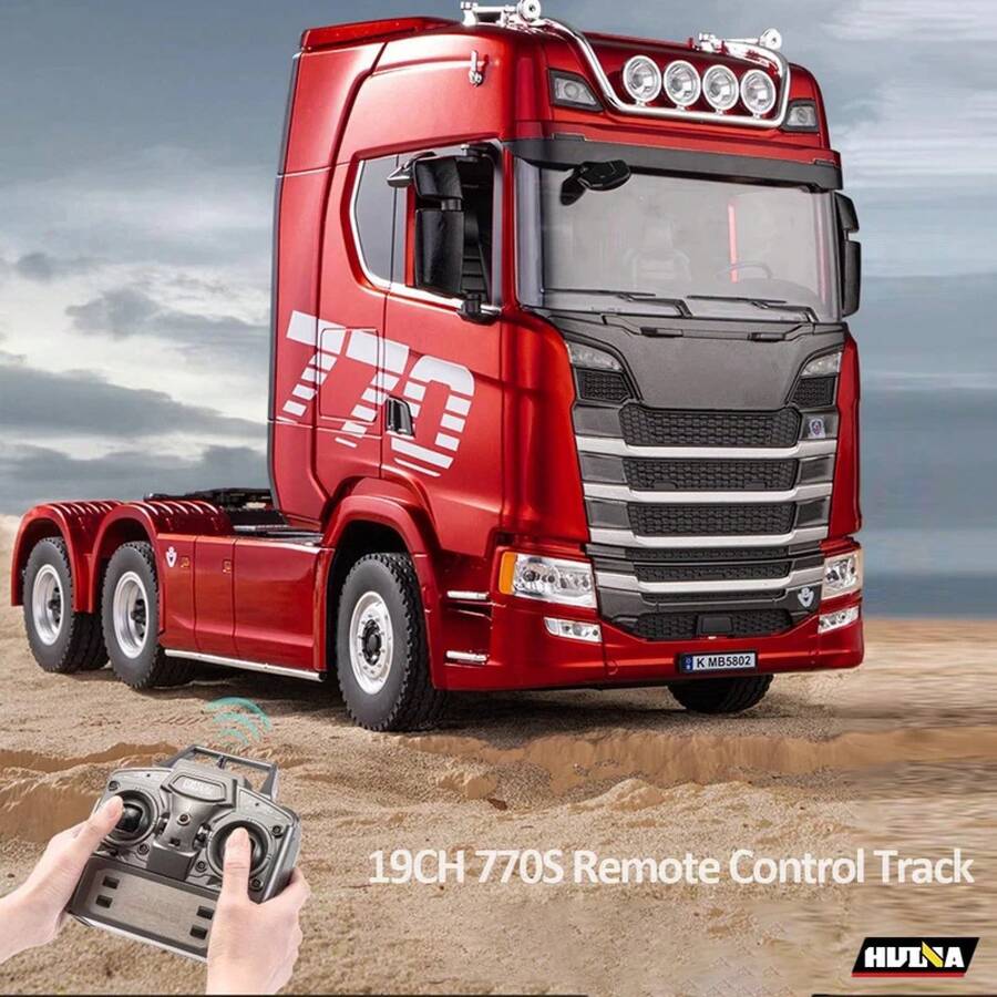 HUINA 1/18 19CH RC Truck 1501 770S Scania Tractor de aleación 2,4G Control remoto camión remolque de ingeniería con juguetes de luz y sonido - Verde - Ver 1