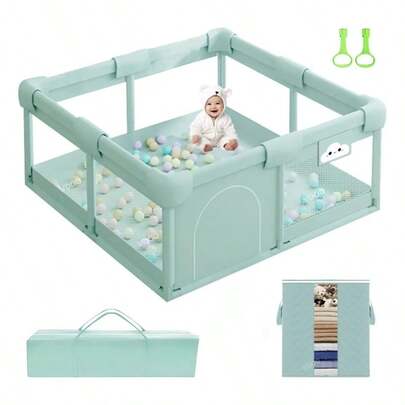Corralito VDOD 1.2m*1.2m para bebé, corral de juegos con esponja anticolisión engrosada, antideslizante, libre de BPA, color gris