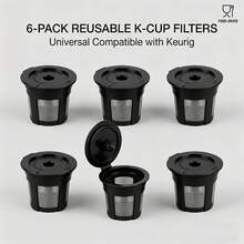4/6片装可重复使用咖啡滤纸 - 适用于1.0和2.0冲泡器 - 通用尺寸可填充胶囊，304不锈钢滤网 - 设计 - 易于清洁且萃取精准 - 黑色 - 查看 2