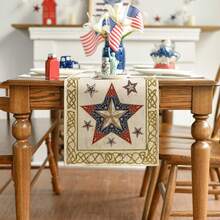 Camino de mesa patriótico con estrellas para el Día de los Caídos/Día de la Independencia, decoración de mesa de cocina/comedor, decoración para fiestas en interiores/exteriores del hogar - Multicolor - Ver 13