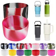 Silicone Bumper Boot H2.0 40 Oz 30 Oz Tumbler With Handle IceFlow 20oz 30oz, Protective Bottle Bottom Sleeve Cover, Tumbler Accessories (Mix-Black And White) - 黑白混合 - 查看 3