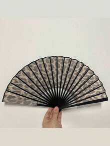 1/2件優雅豹紋摺疊扇，黑色框架，輕巧便攜，手持扇，輕量扇，春夏季首選，伴娘禮物，室內、海灘、旅行，適用於男士、女士，夏季、畢業、戶外、海灘必備 - 多色 - 查看 5