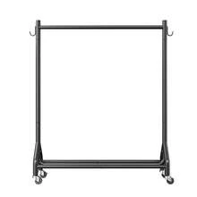 Kleiderständer Garderobenständer rollbar mit Kleiderstange & seitlichen Haken, bis 90 kg belastbar, robuster Kleiderständer aus Karbonstahl ideal für Schlafzimmer Waschküche Wohnzimmer - 90 kg Belastbar - Übersicht 8