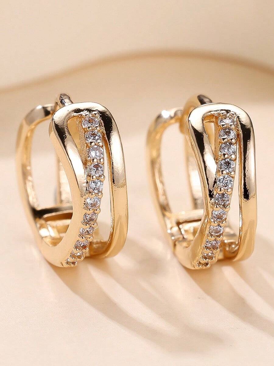 1 Pair Shiny Layered Hoop Earrings, Romantic Vibe, Versatile For Commute, Refined Accessory For Women, Great Gift For Girlfriend Or Best Friend - W17491 - View 1