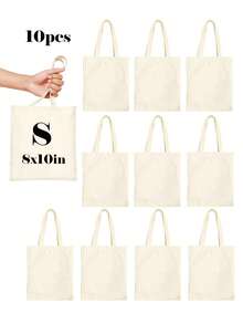 Bộ 1/5/10/20 chiếc, túi tote vẽ tranh bằng vải canvas màu be nhiều kích cỡ, túi xách tay, túi đựng đồ, túi mua sắm. - túi xách - Xem 27