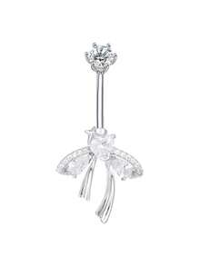 1件铜锆石心形蝴蝶结肚脐环，适合日常佩戴 - 蝴蝶結 - 查看 3