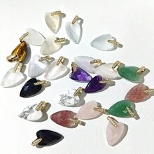 2颗散装刻面紫水晶透明石英心形吊坠，顶部钻孔天然宝石散珠，适用于珠宝制作、DIY项链手链工艺品 - 心形 - 查看 12