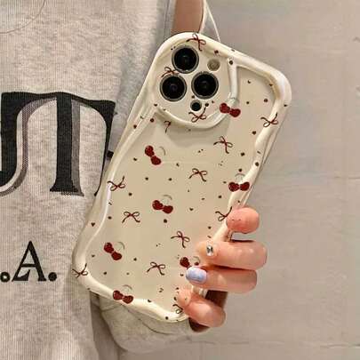 Cherry Bow Print Phone Case, 2D Flat Design Durable Shockproof Scratch-Resistant Phone Case Compatible With Apple 17/17Pro/17ProMax/16/15/11/12/13/14 Pro Max/Xs/Xr/11 Pro/11 Pro Max/12 Pro/12 Pro Max/13 Pro/13 Pro Max/7 Plus/14 Pro/14 Pro Max/14 Plus/8 Plus/SE2, Galaxy S21 5G/S21 FE 5G/S21 Ultra 5G/S22/S22 Ultra/S22+/S23 Ultra/S23/S23+/S24/S24+/S24 Ultra/S24FE/S25/S25+/S25 Ultra, X, Note, Honor And More