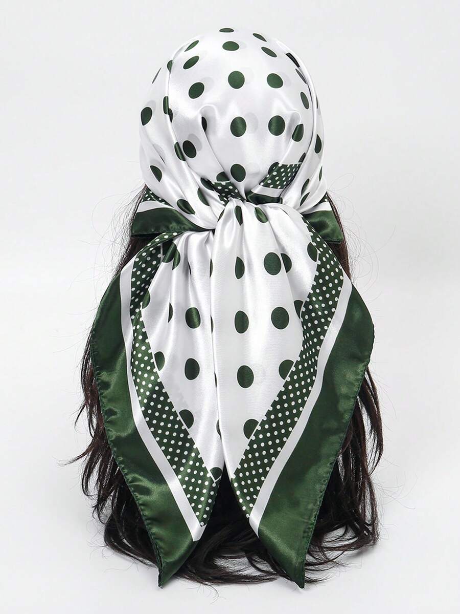 1pc 90cm Polka Dot Satin Neckerchief, Versatile Headscarf And Bag Accessory Scarf For Women,Travel Essential,Beach Towel