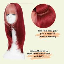 360° 3D Women's Hair Concealer Topper, 7"X 8" Large Base, 22" Long Multi-Layer Synthetic Hair Top With Bangs, For Daily Use - Multicolor - View 3