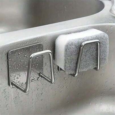 Self-Adhesive Sponge Holder Rack, Suitable For Kitchen Sink. With Strong Adhesiveness, Waterproof And Anti-Rust Features, Ideal For Storing Dishwashing Brushes, Sponges, Steel Wool, Pot Lids, Etc. Keeps Items Dry And Hygienic, Saves Space. Applicable For Kitchen, Bedroom, Bathroom And Behind Doors. An Excellent Mother's Day Gift, Housewarming Present Or Home Decor Accent.