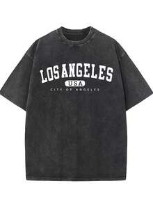 European And American Men's New  All-Match Washed And Distressed T-Shirt, 23g Pure Cotton, Comfortable Upper Body, Unique Print Design, Christmas T-ShirtTshirts - 黑色 - 查看 7