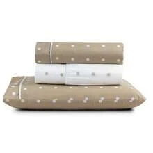 King/Queen/Double/Single 4-Piece Sheet Set Petit Polka Dot Percale 200 Thread Count Pillowcase With Drawstring Detail - Khaki - View 5