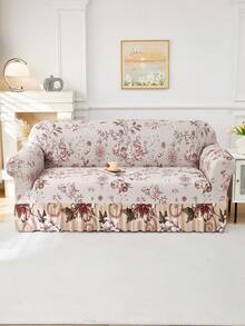 1pc Slip-Resistant Elastic Decorative Sofa Cover, Milk Silk Fabric Floral Print Skirt Design, Fit For Single/Double/Three/Four Seater Sofa, Pet-Friendly, Colorful, Suitable For Spring/Summer/Autumn/Winter - Multicolor - View 5