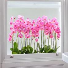1pc Luxury Pink Phalaenopsis Window Sticker, Elegant Orchid Glass Decal, Waterproof Self-Adhesive Removable Beautification - Multicolor - View 1