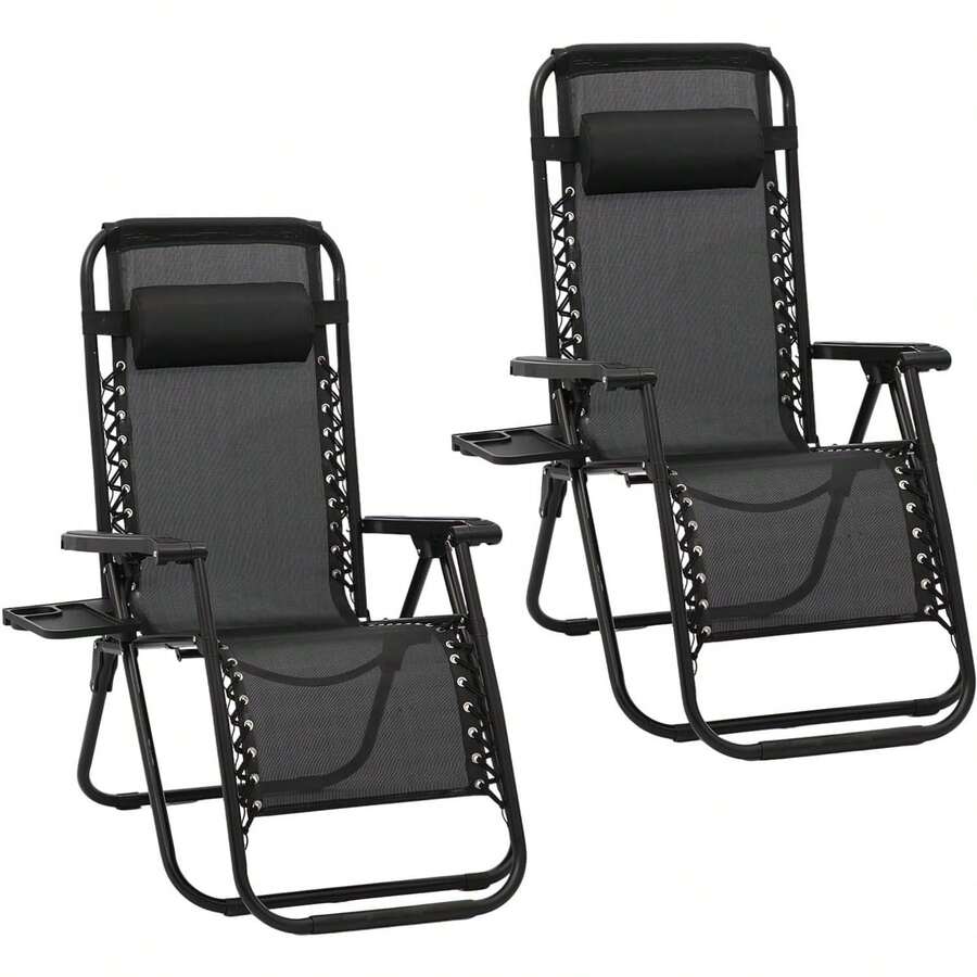 2-Pack Zero Gravity Lounge Chairs - Black - View 1
