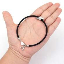 1pc A-Z Letter Heart Adjustable Braided Bracelet For Women - Style 21 - View 3